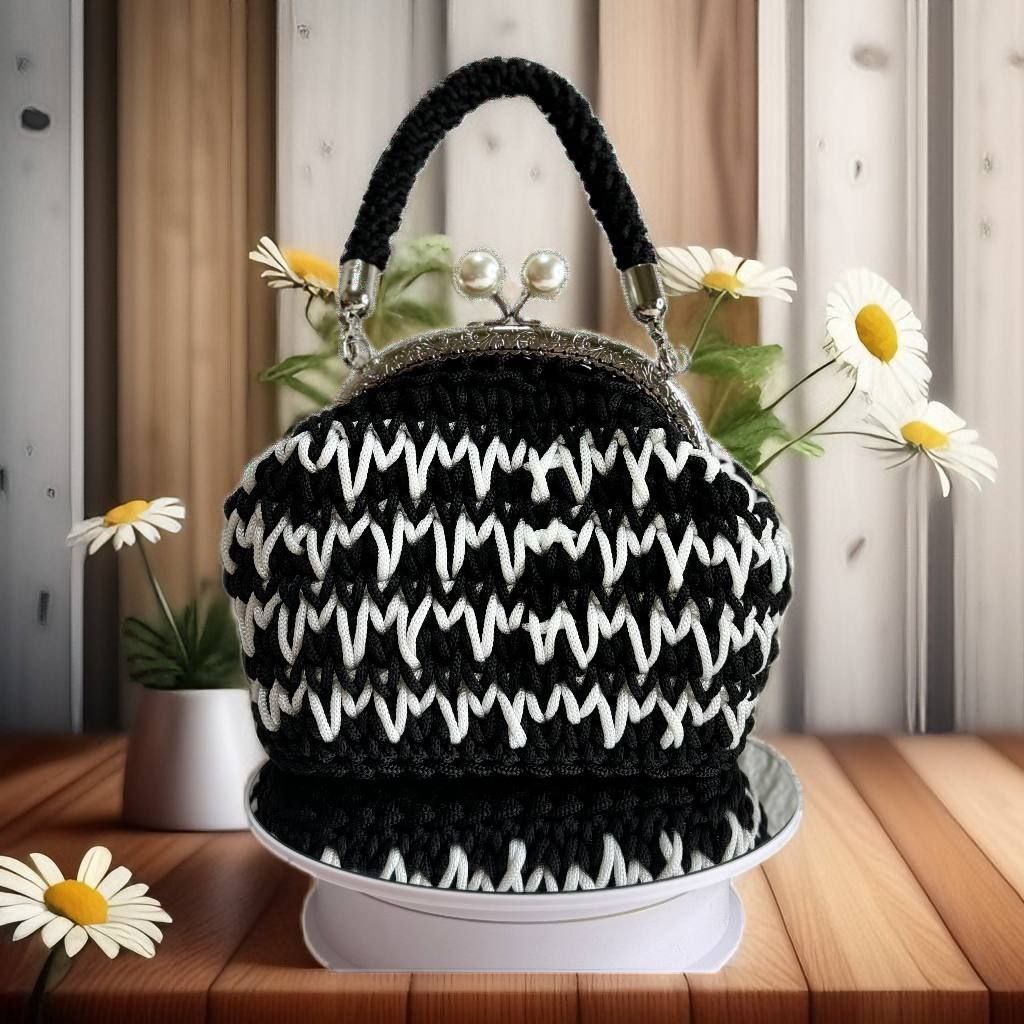 White/Black Knitted Purse