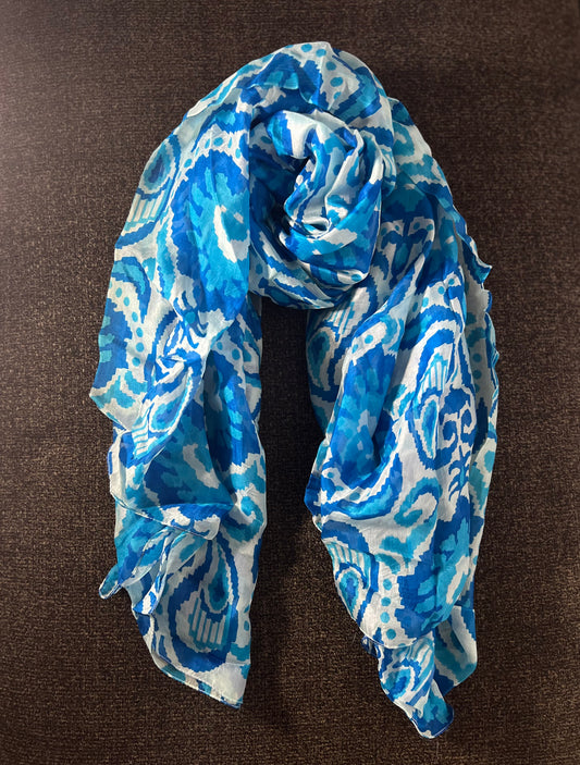 Blue Silky Scarf